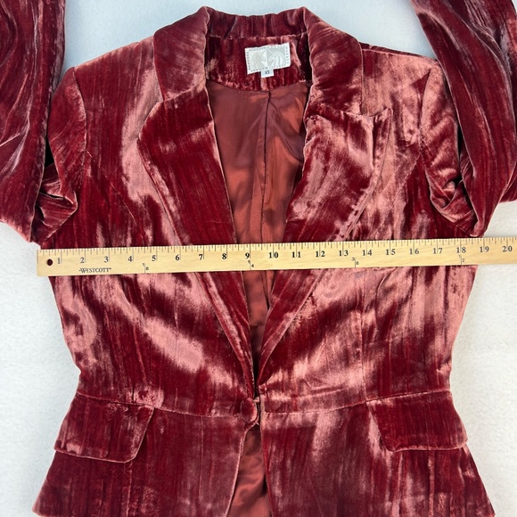 VINTAGE Alberto Makali Y2K Women Silk Velvet Jacket Burgundy Romantic Whimsigoth - Picture 11 of 15